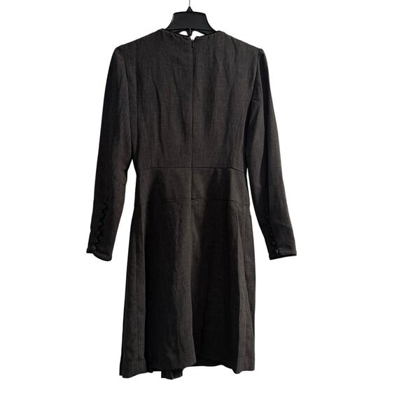 KAY UNGER Black Dress Womens plaid side Knee-Length silky Long Sleeve sz 2 - Picture 3 of 12